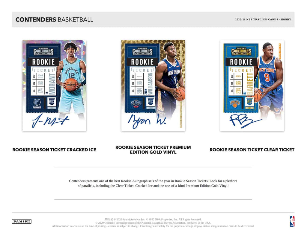 2020-21 Panini Contenders Basketball Hobby 12 Box Case